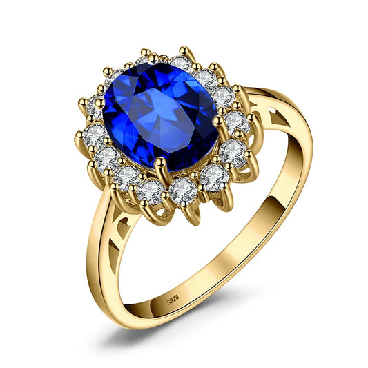 Blue Sapphire Ring - 925 Sterling Silver with Topaz