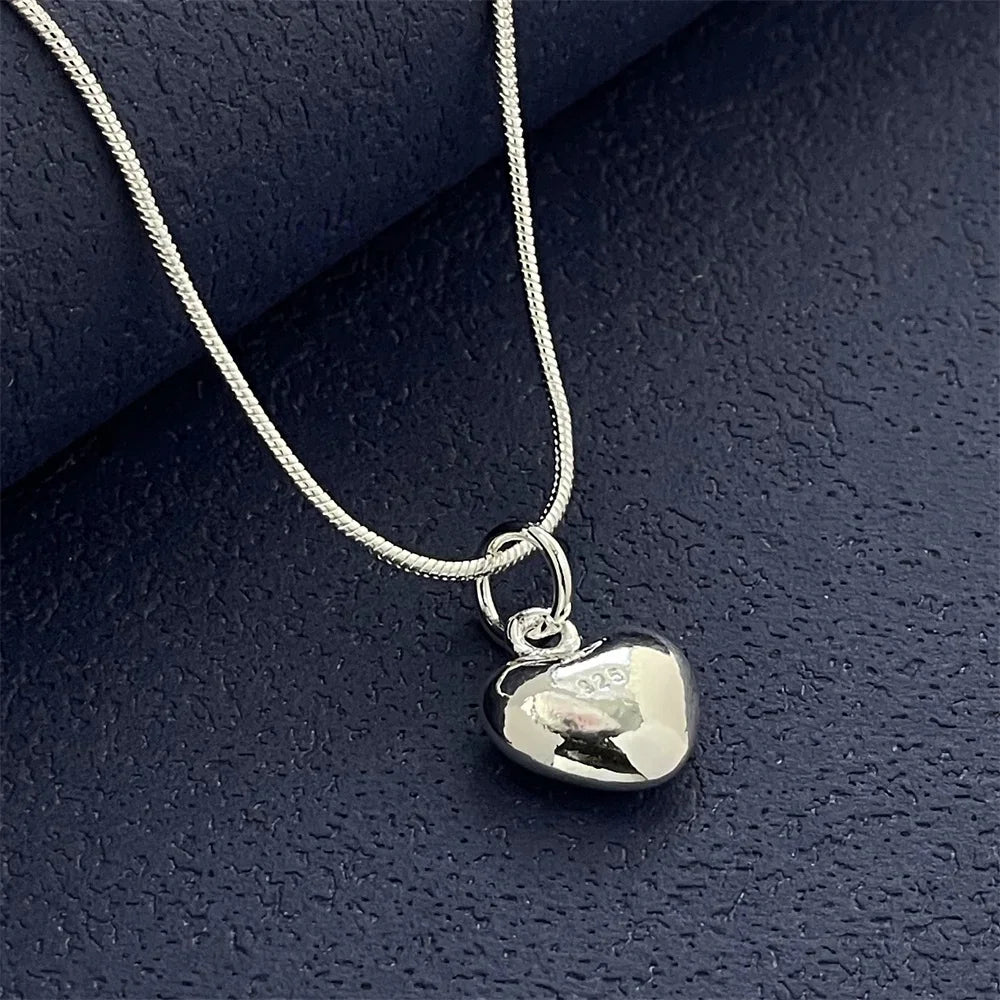 Sterling Silver Heart Pendant Necklace - 925 Silver