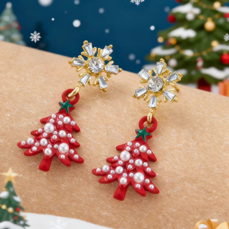 Star Statement Drop Earrings - Classic Holiday Design