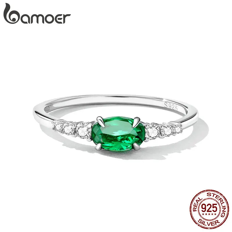 Simple Green Gemstone Ring - 925 Sterling Silver