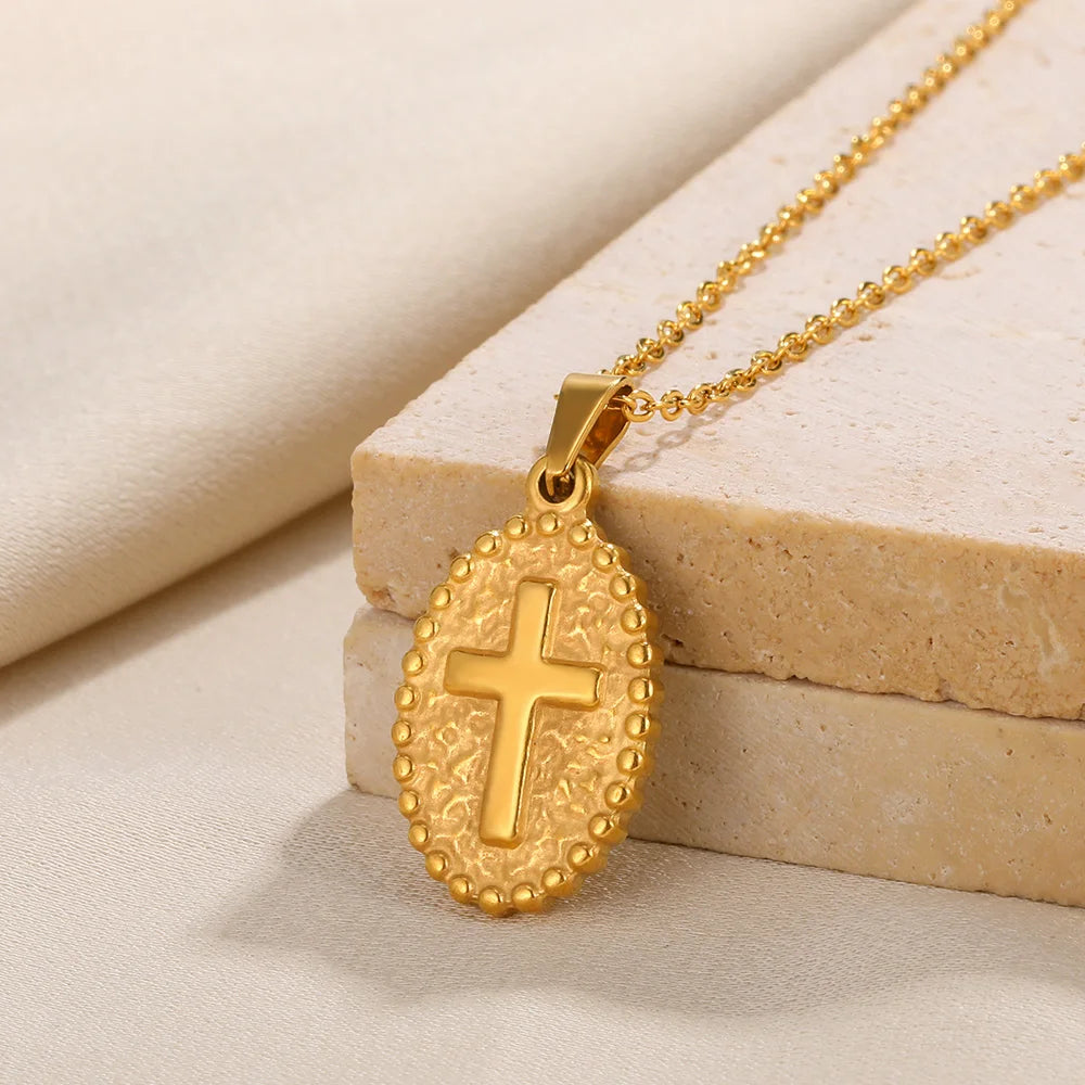 Vintage Cross Pendant Necklace - Classic Religious Jewelry