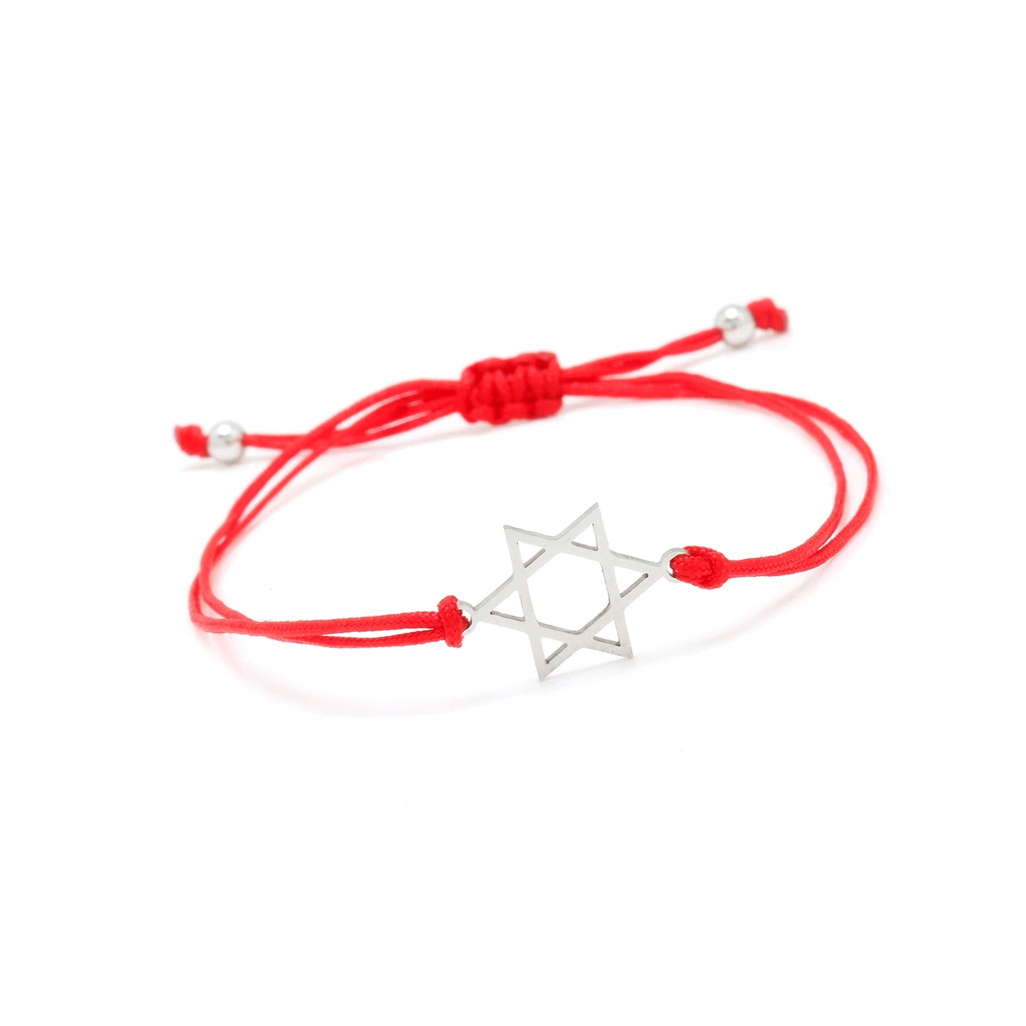 Six-Pointed Star Charm Bracelet - Stainless Steel Adjustable