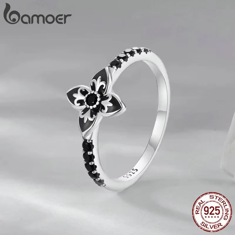 Nightfall Flower 925 Sterling Silver Ring
