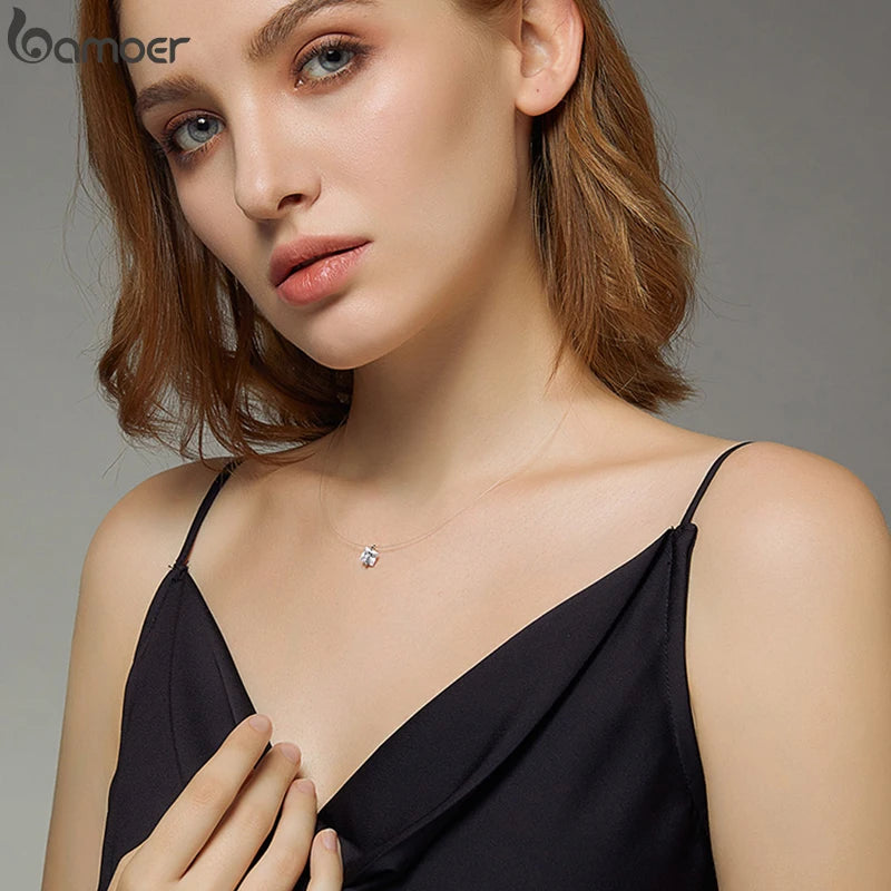 Silver Invisible Chain Necklace - Delicate Minimalist Design