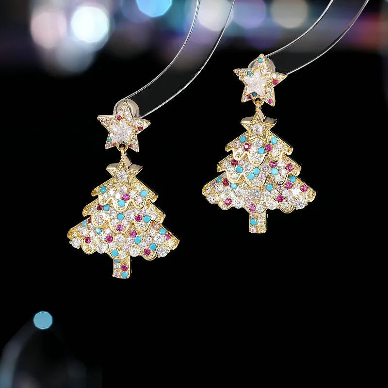 Star Statement Drop Earrings - Classic Holiday Design