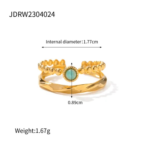 Natural Stone Ring - Gold Plated Stainless Steel