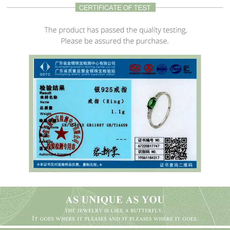 Simple Green Gemstone Ring - 925 Sterling Silver