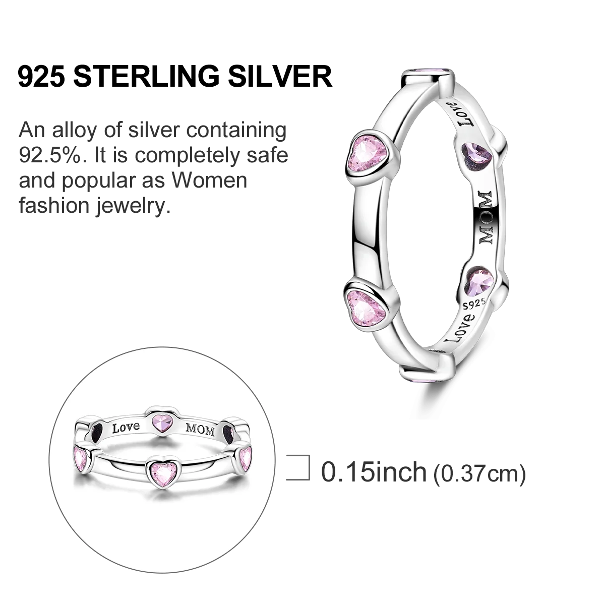 Star Moon 925 Sterling Silver Ring