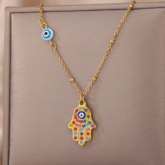 Turkish Evil Eye Zircon Pendant Necklace - Protective Charm