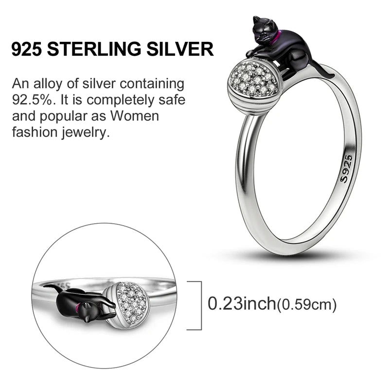 Star Moon 925 Sterling Silver Ring