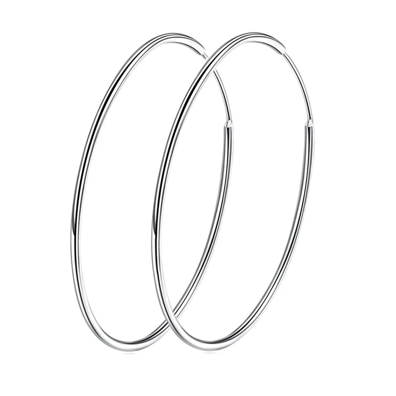 Large Hoop Earrings - 925 Sterling Silver