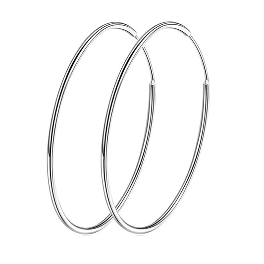 Large Hoop Earrings - 925 Sterling Silver