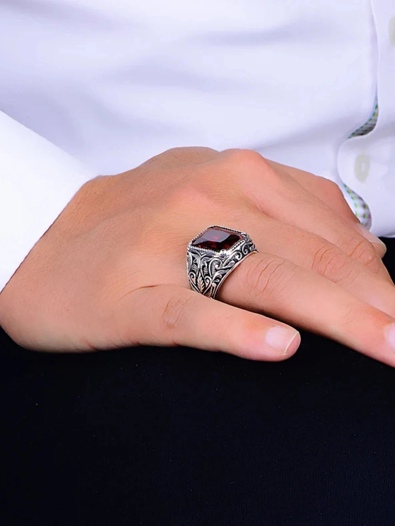 Antique Red Crystal Ring - Vintage Style Statement Piece