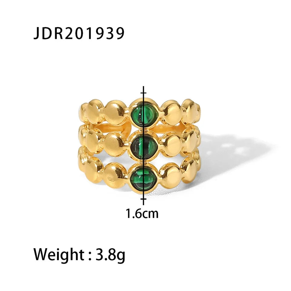 Natural Stone Ring - Gold Plated Stainless Steel