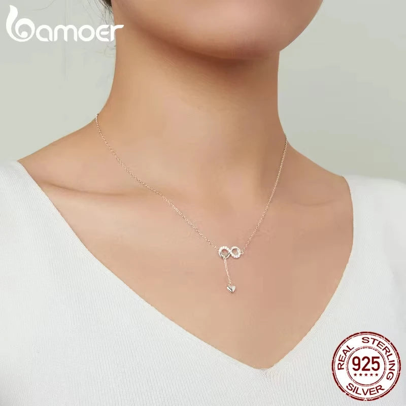 Sterling Silver Infinity Love Pendant Necklace - 925 Silver