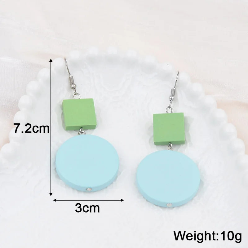 Blue Geometric Earrings - Bohemian Style Drop Earrings