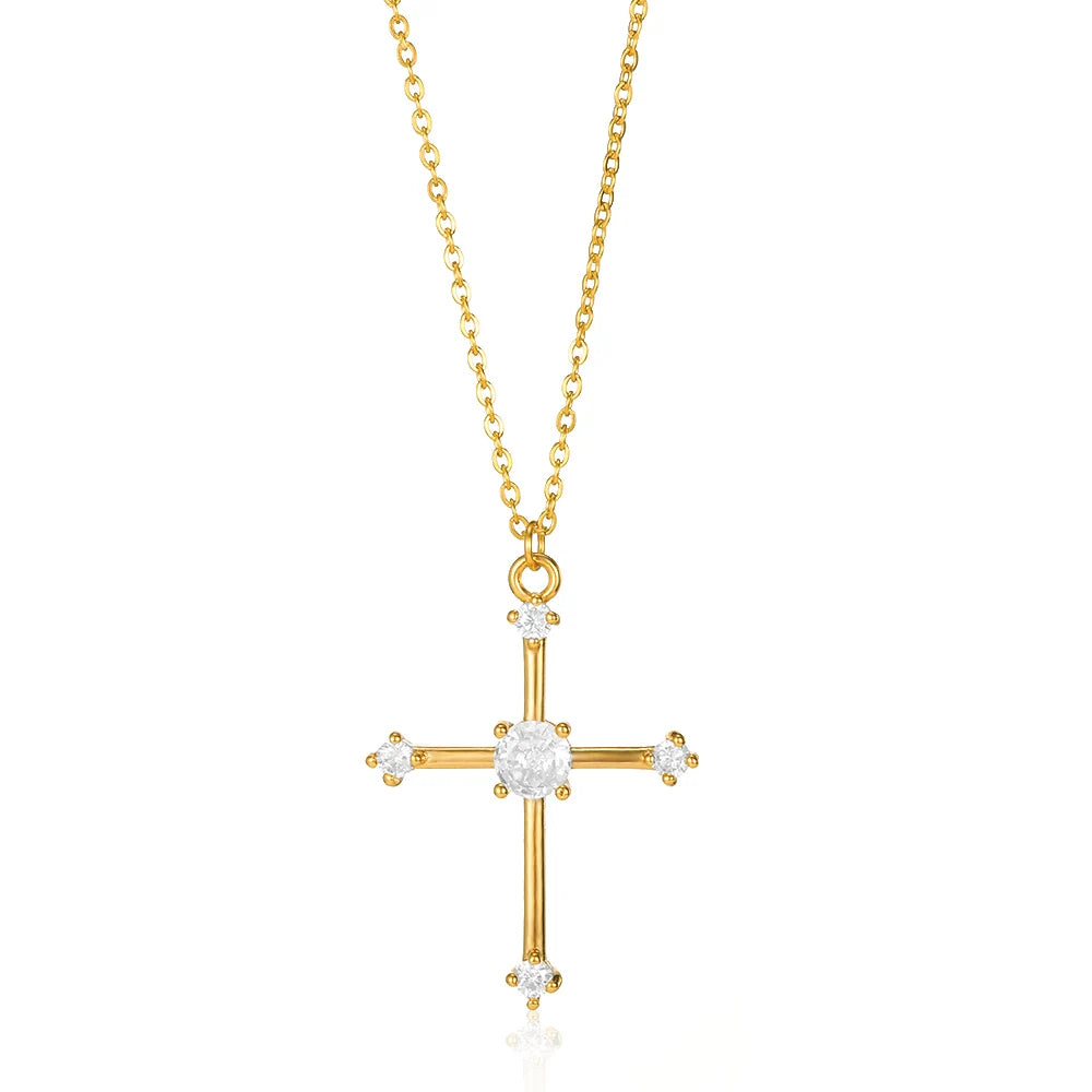 Vintage Cross Pendant Necklace - Classic Religious Jewelry