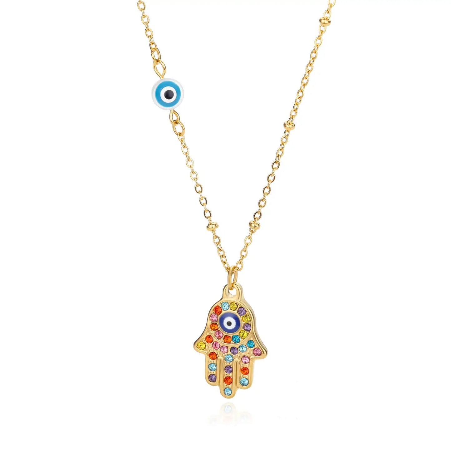 Turkish Evil Eye Zircon Pendant Necklace - Protective Charm