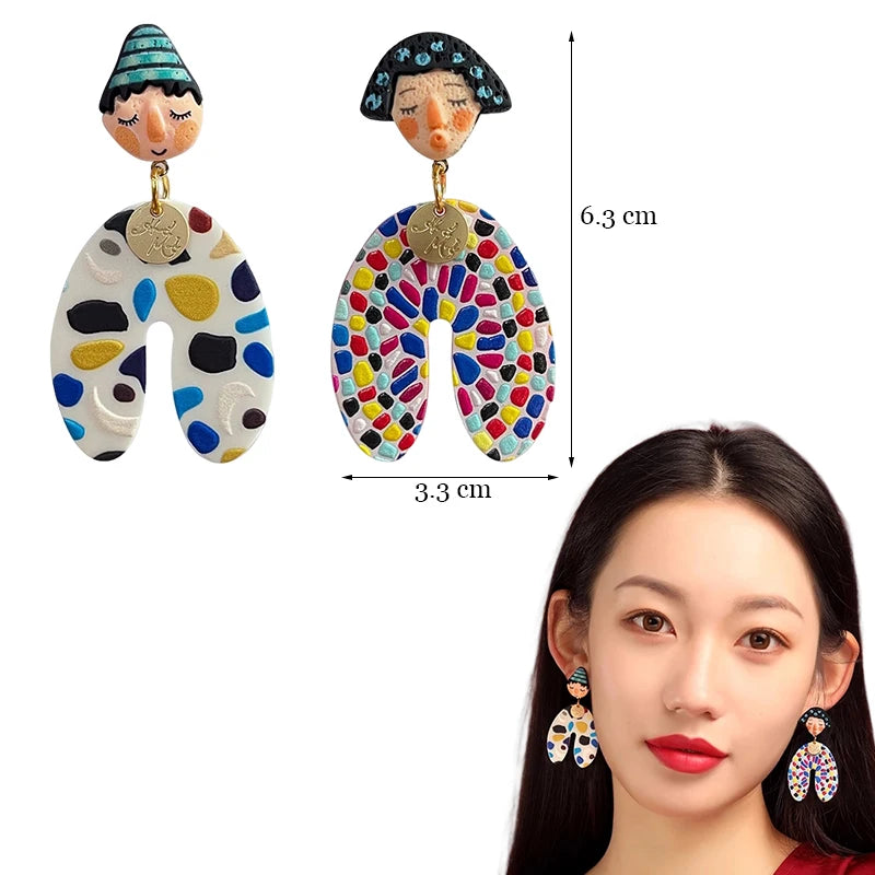 Colorful Acrylic Dangle Earrings - Irregular Trendy Design
