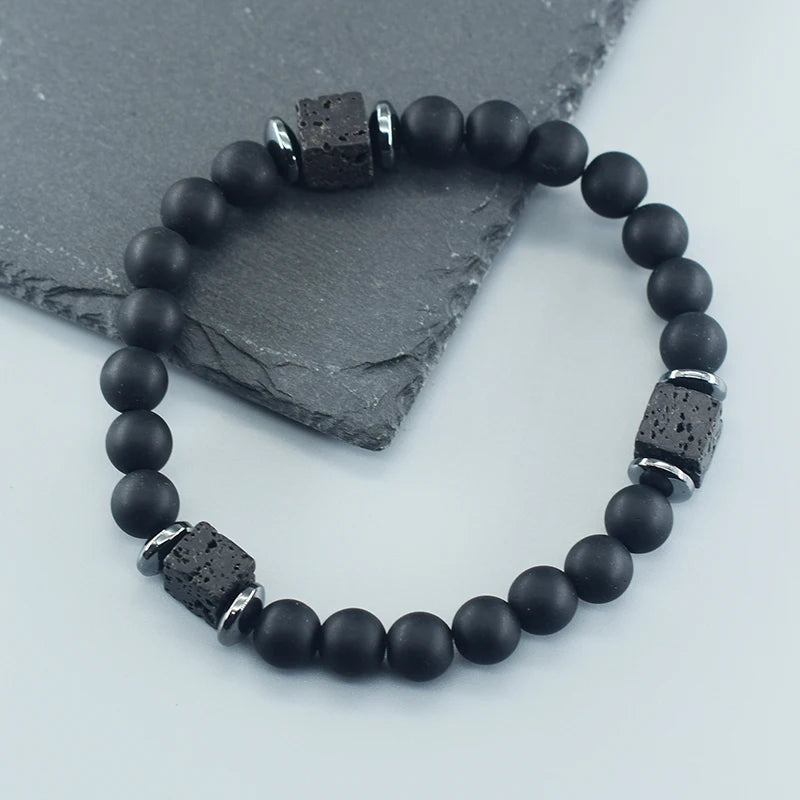 Black Lava Stone Beaded Bracelet - Natural Healing Design