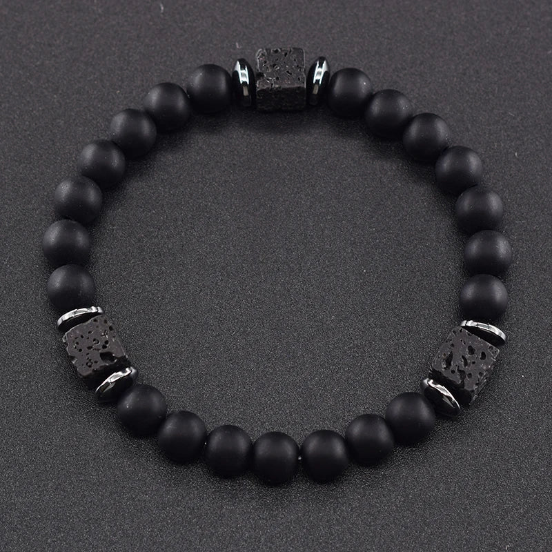 Black Lava Stone Beaded Bracelet - Natural Healing Design