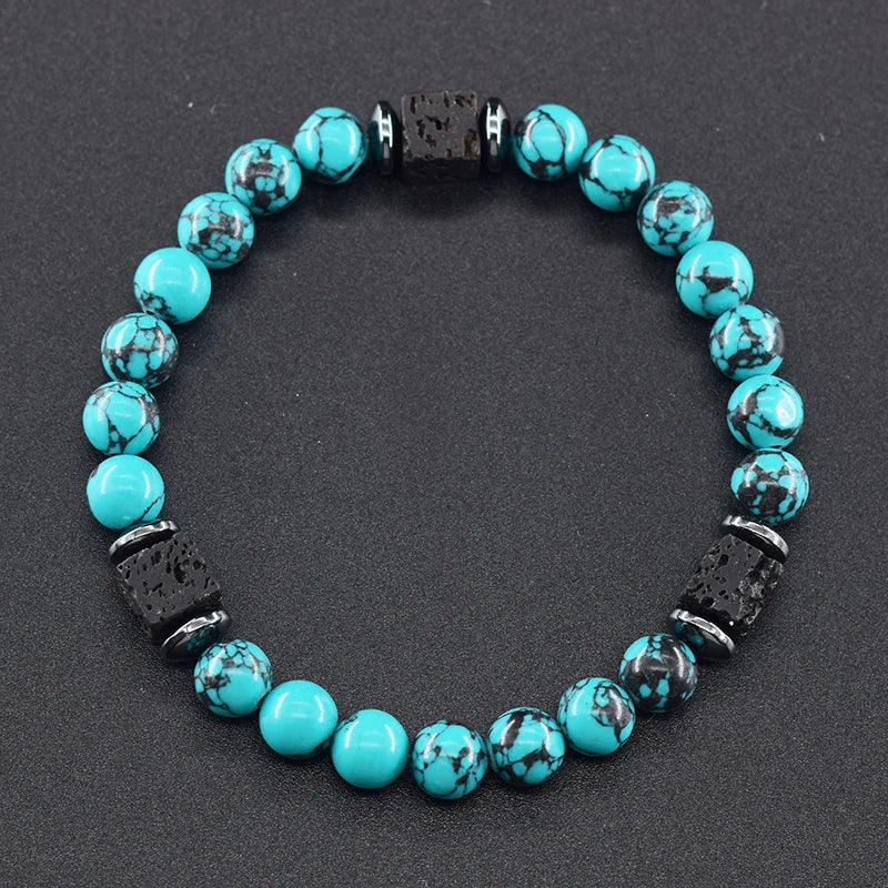 Black Lava Stone Beaded Bracelet - Natural Healing Design