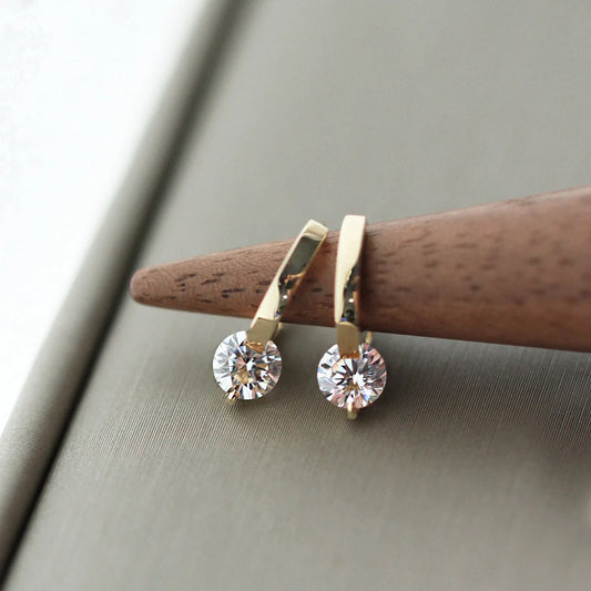 Square Crystal Stud Earrings - Gold and Silver Plated