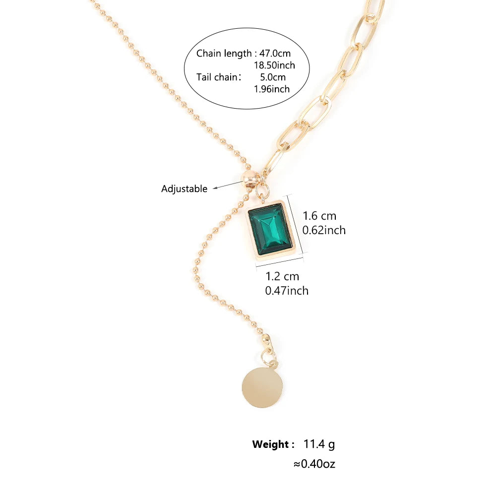 Green Zirconia Square Pendant Necklace