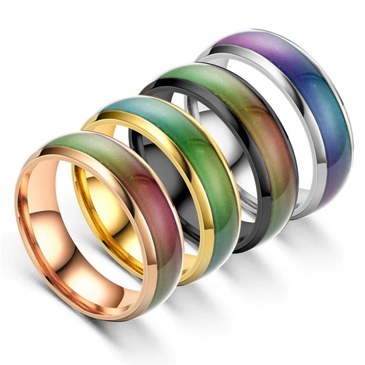 Color Changing Mood Ring - Stainless Steel Temperature Sensitive