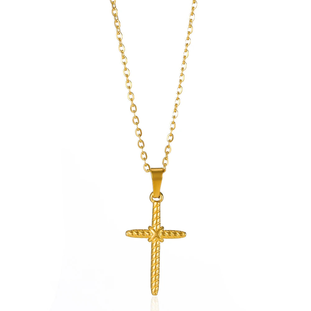 Vintage Cross Pendant Necklace - Classic Religious Jewelry