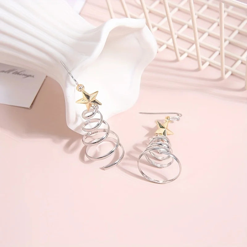 Star Statement Drop Earrings - Classic Holiday Design