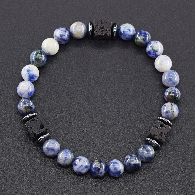 Black Lava Stone Beaded Bracelet - Natural Healing Design
