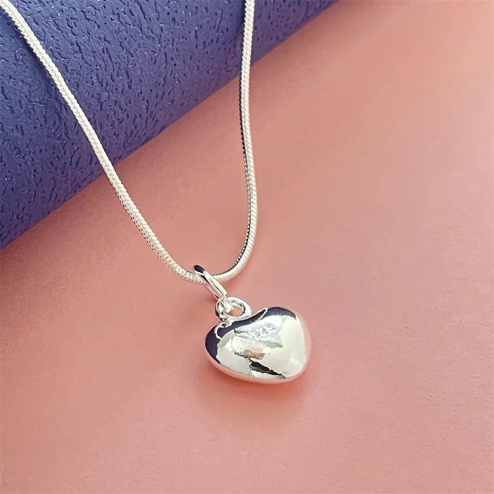 Sterling Silver Heart Pendant Necklace - 925 Silver