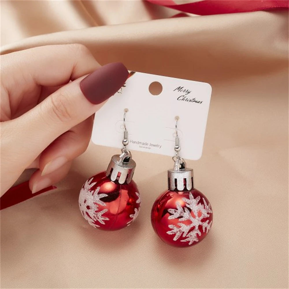 Resin Snowflake Christmas Drop Earrings - Festive Star Design