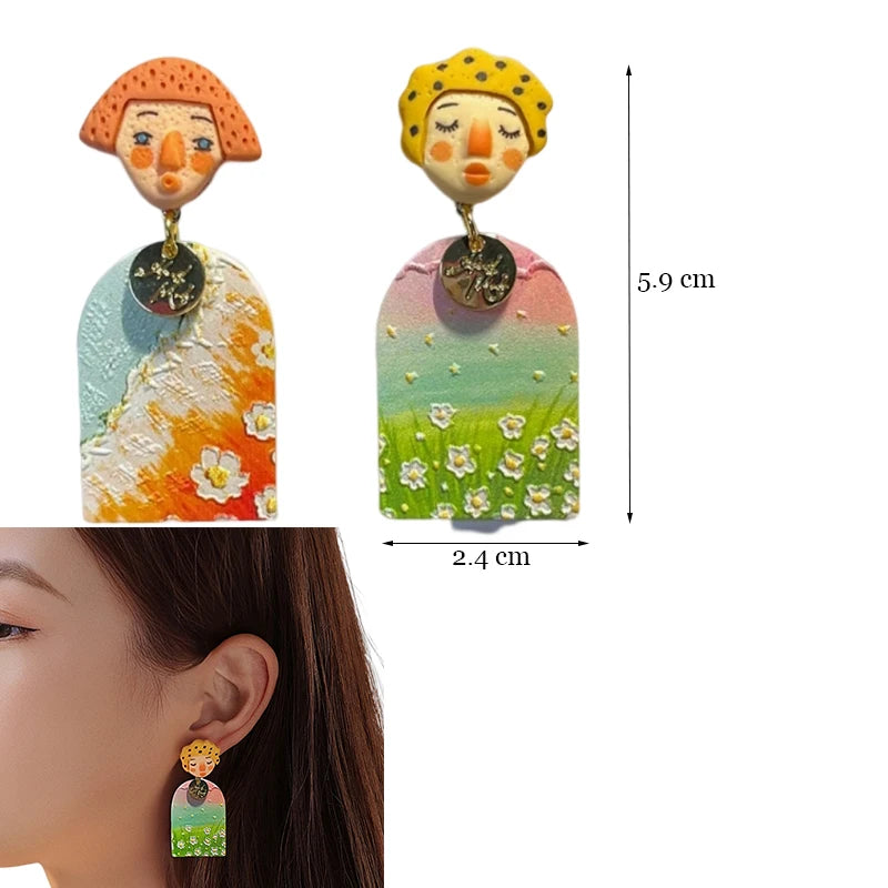 Colorful Acrylic Dangle Earrings - Irregular Trendy Design