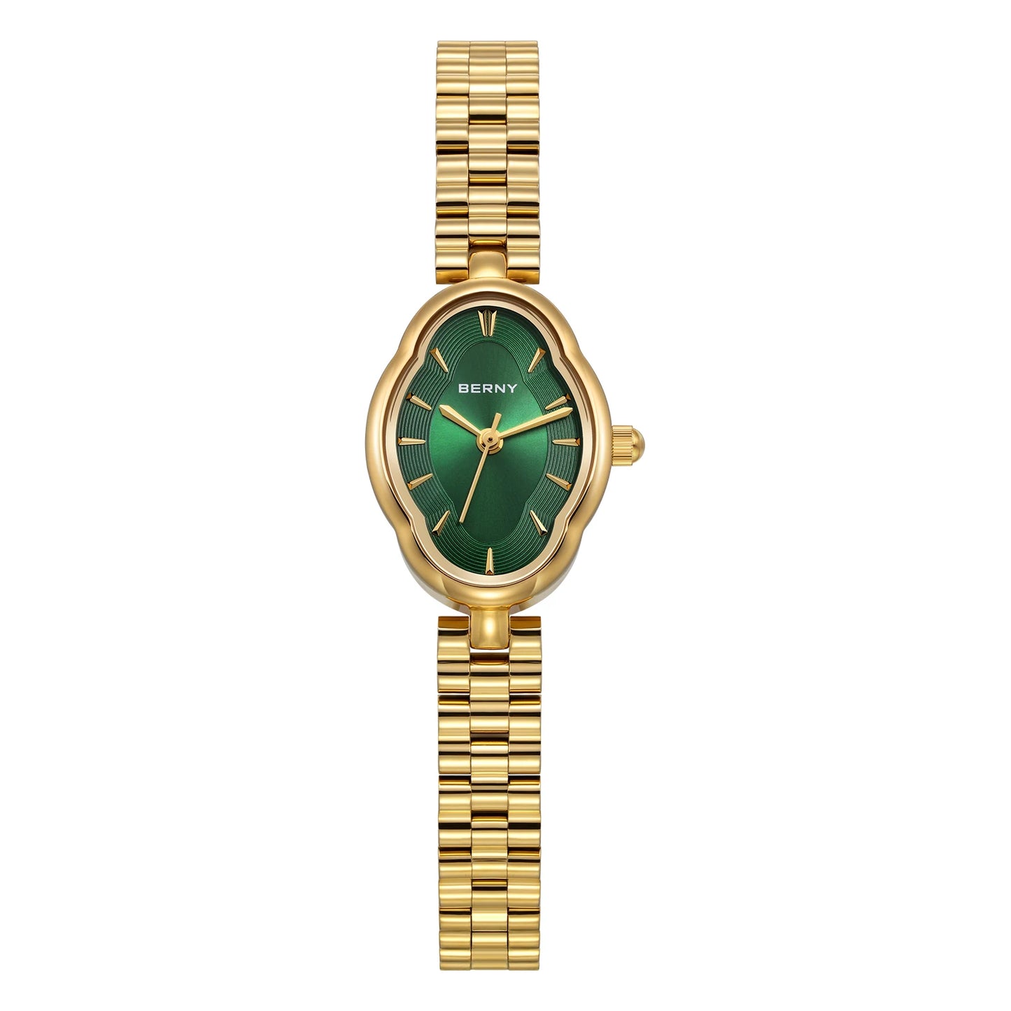 Luxury Oval Women's Watch - Gold Stainless Steel with Sapphire Coating