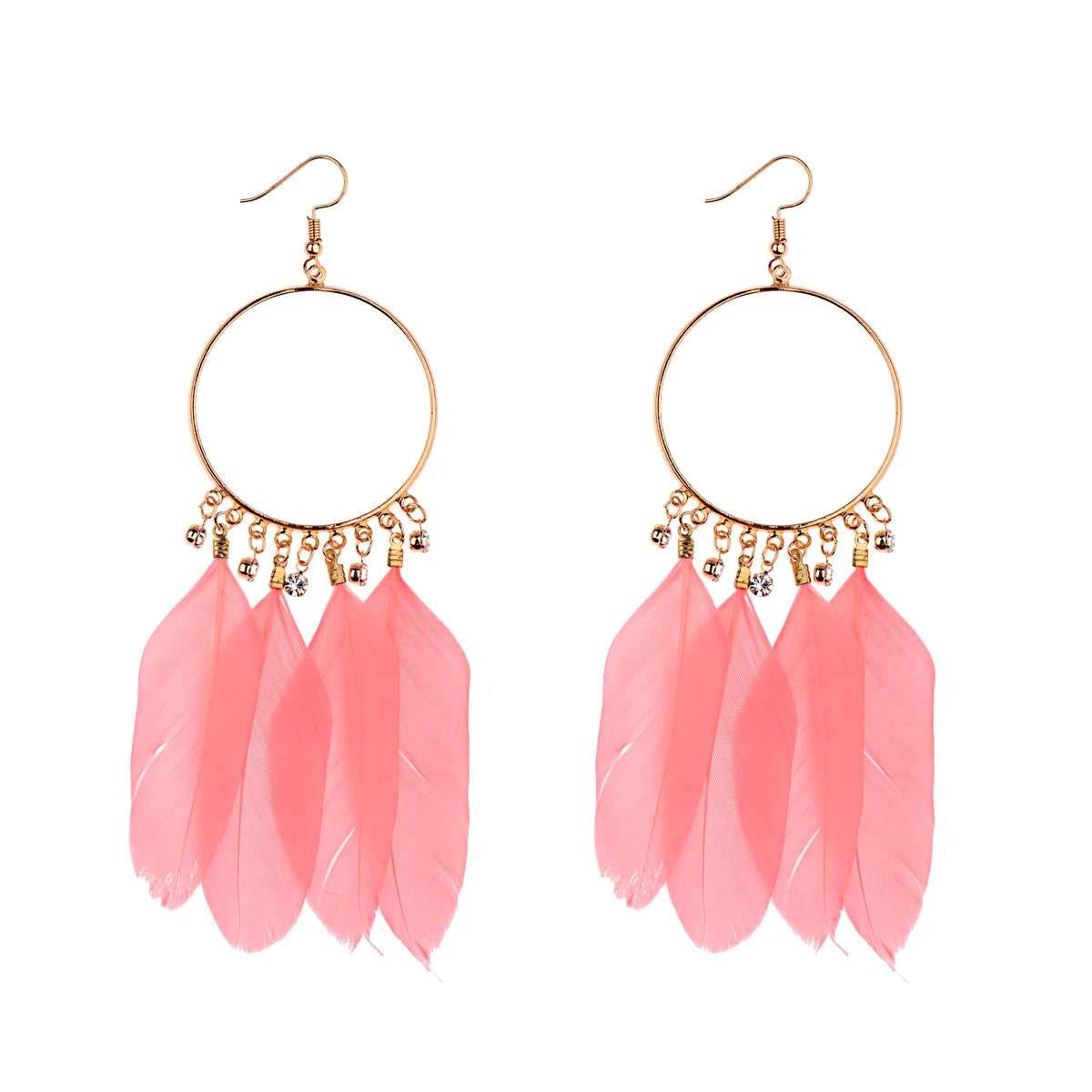 Vintage Bohemian Feather Tassel Earrings - Handmade Ethnic Design