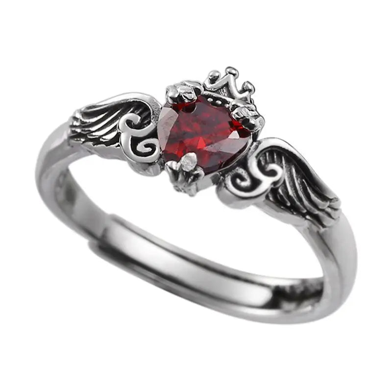 Red Love Heart Ring - 925 Sterling Silver with Zircon