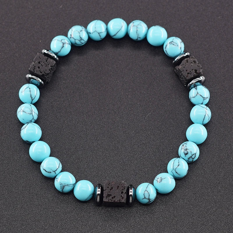 Black Lava Stone Beaded Bracelet - Natural Healing Design