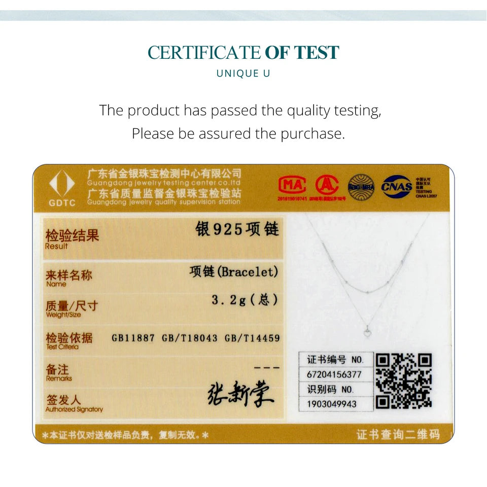 Sterling Silver Double Layer Necklace - Genuine 925 Silver