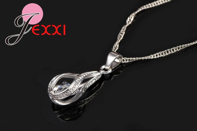 Water Drop Jewelry Set - 925 Sterling Silver Necklace & Earrings