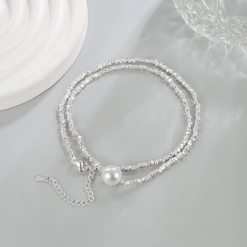 Natural Freshwater Pearl Sterling Silver Necklace - 925 Silver