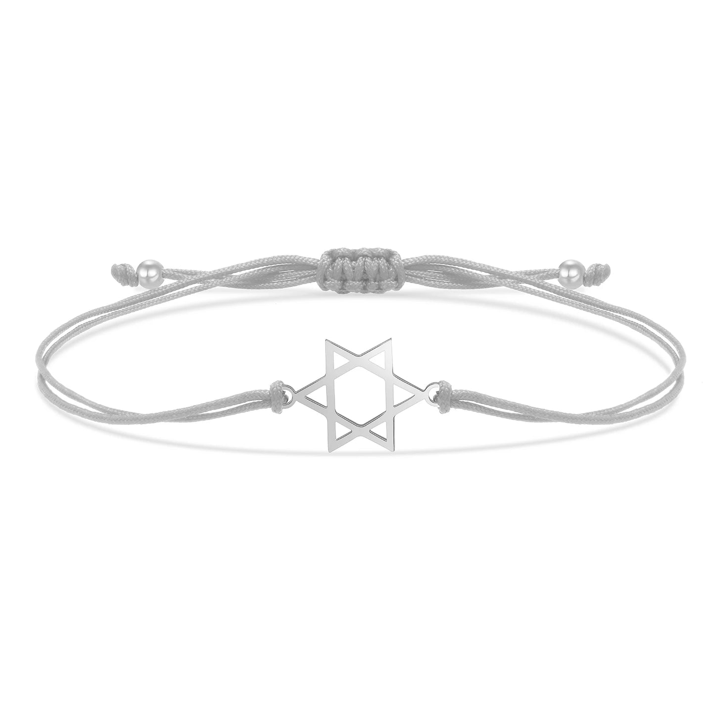 Six-Pointed Star Charm Bracelet - Stainless Steel Adjustable