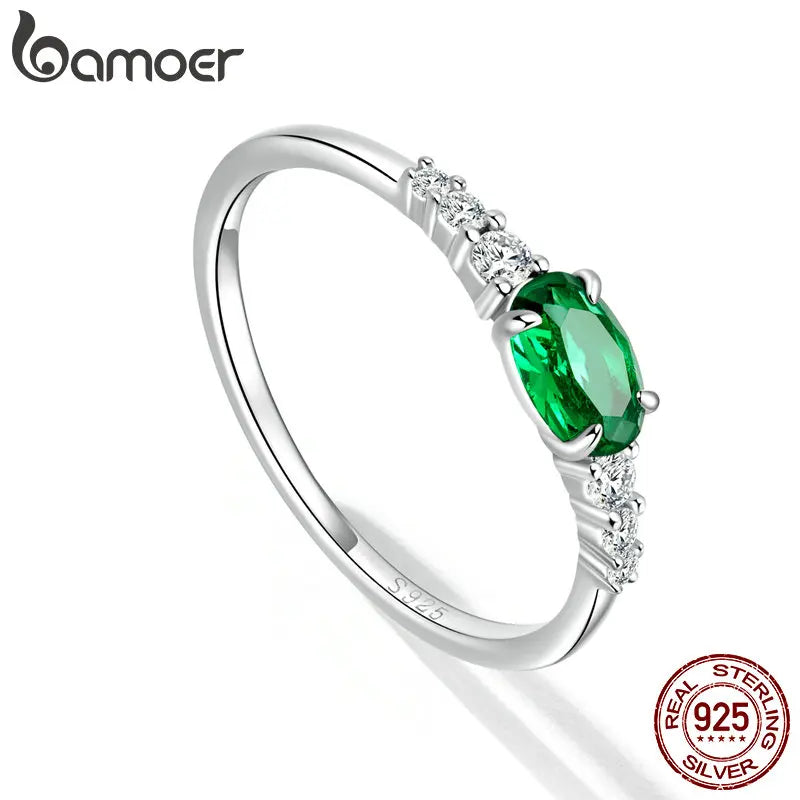 Simple Green Gemstone Ring - 925 Sterling Silver