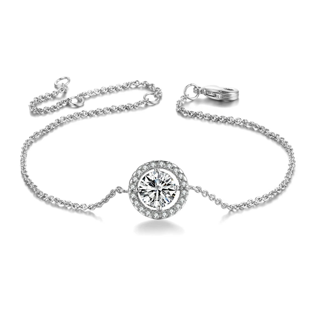 Cubic Zirconia Charm Bracelet - Rose Gold Micro Mosaic