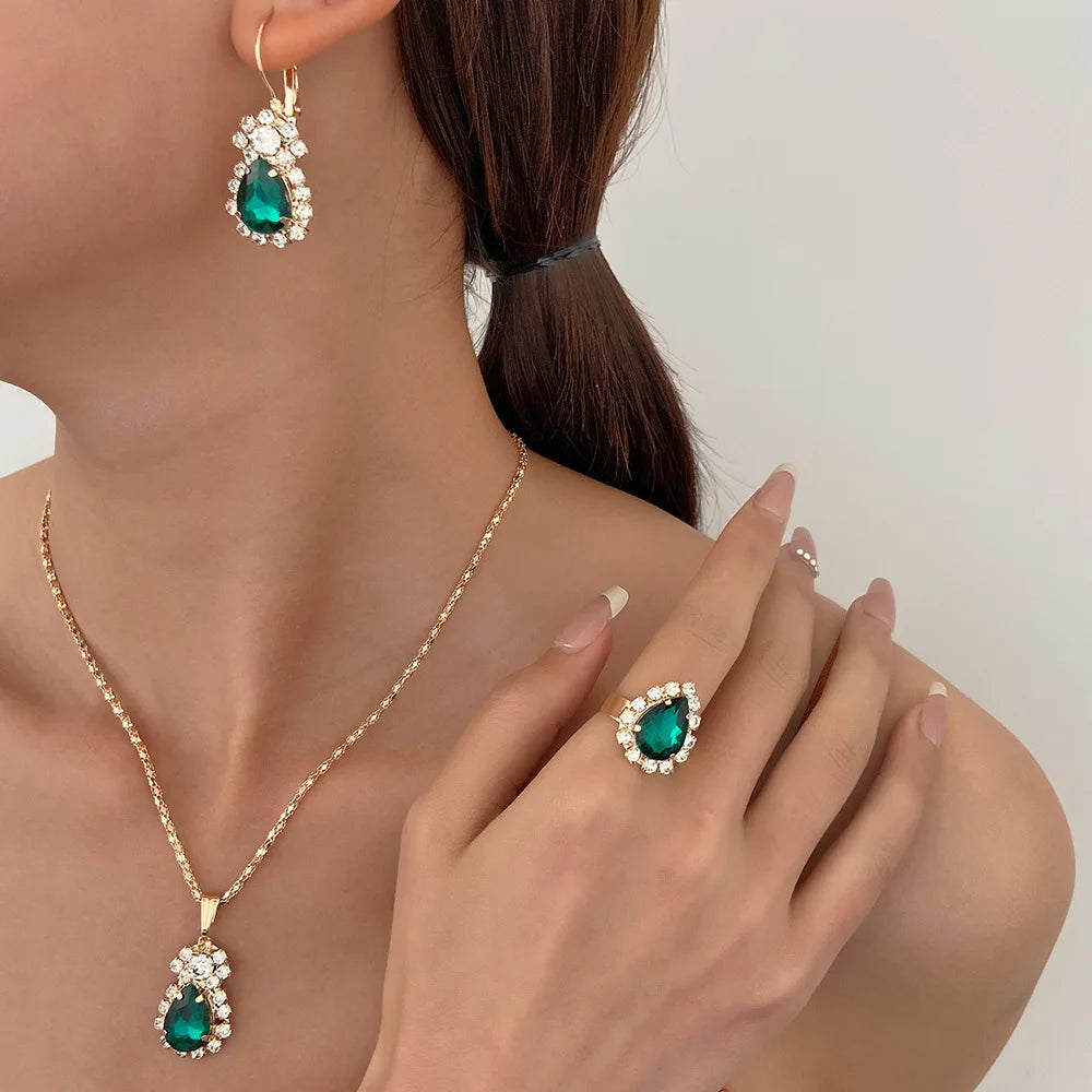 African Jewelry Set - Necklace, Earrings, and Ring