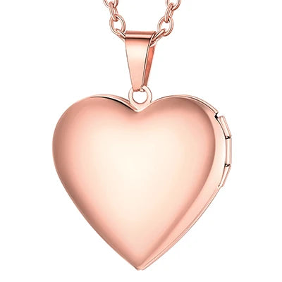 Heart Frame Memory Locket Pendant Necklace - Photo Keepsake