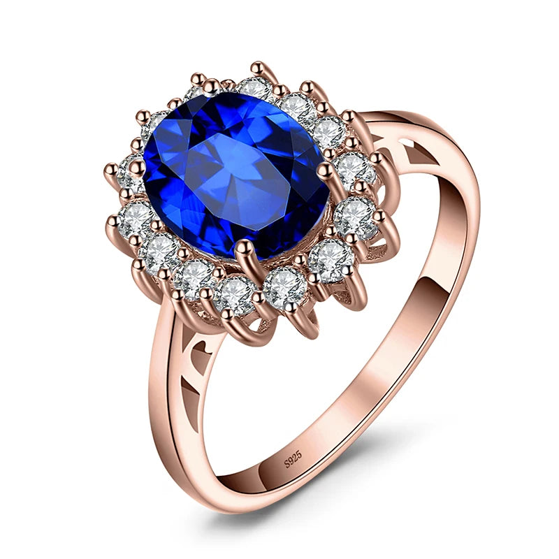 Blue Sapphire Ring - 925 Sterling Silver with Topaz