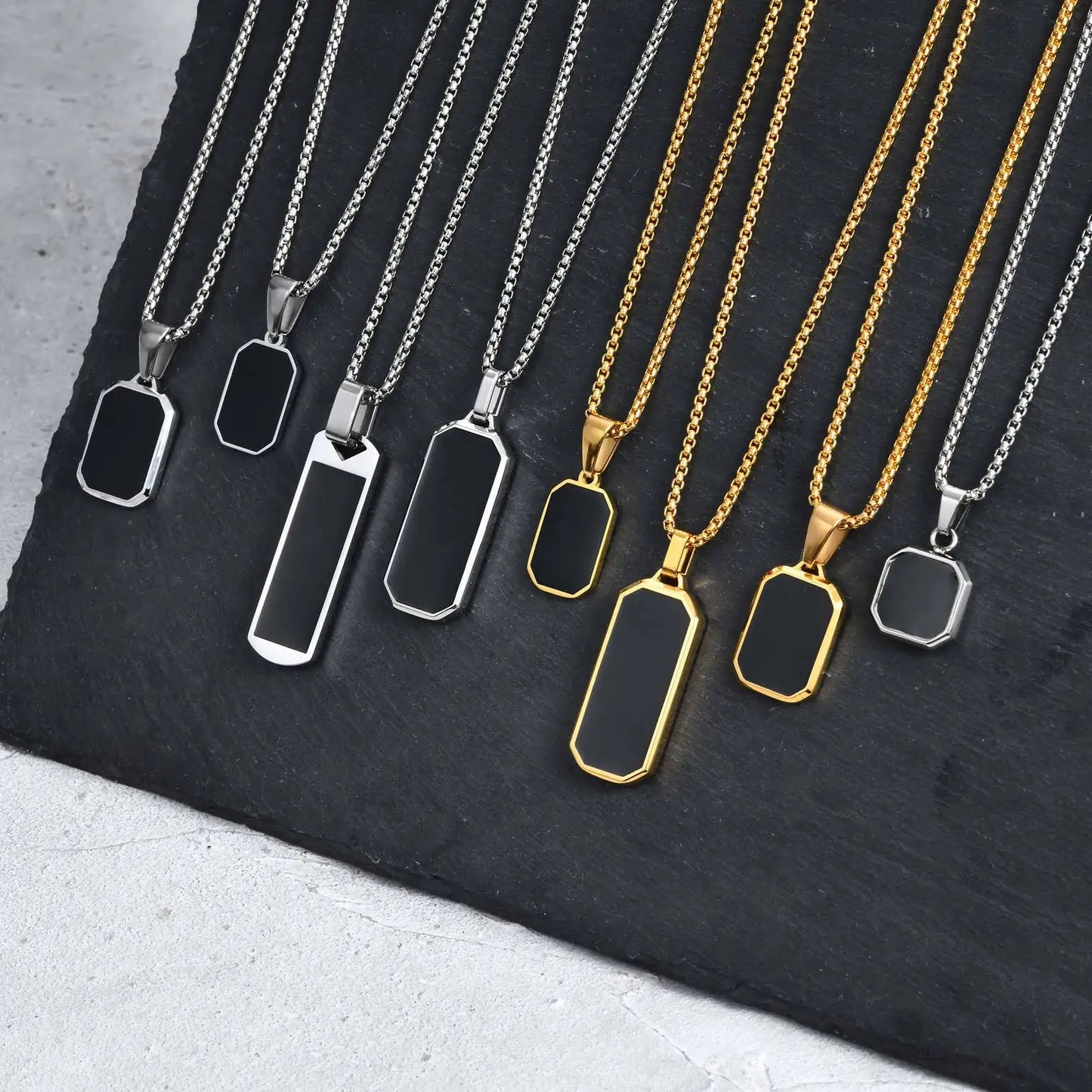 Geometric Square Pendant Necklace