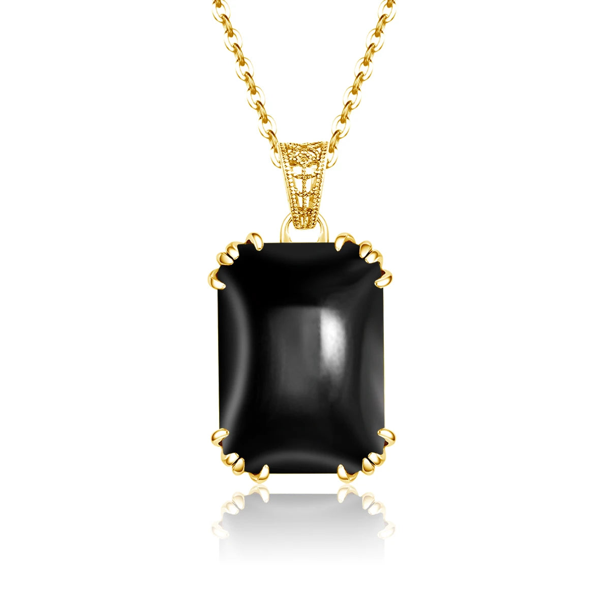 Gold Black Onyx Pendant Necklace - Fine Jewelry